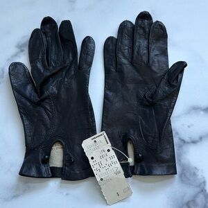 Fownes Vintage Driving Riding Black Leather Gloves Size 7 fits smaller